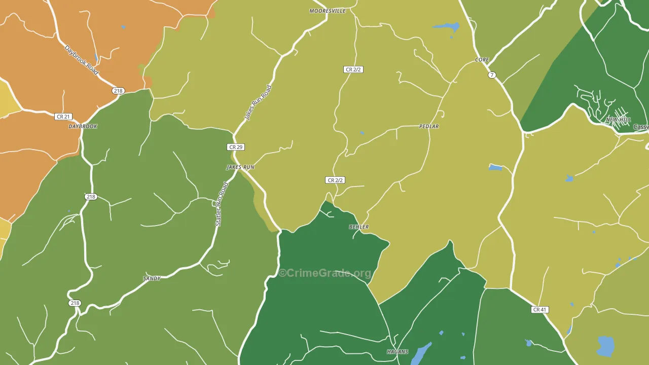 Core, WV Map of Murder Rates