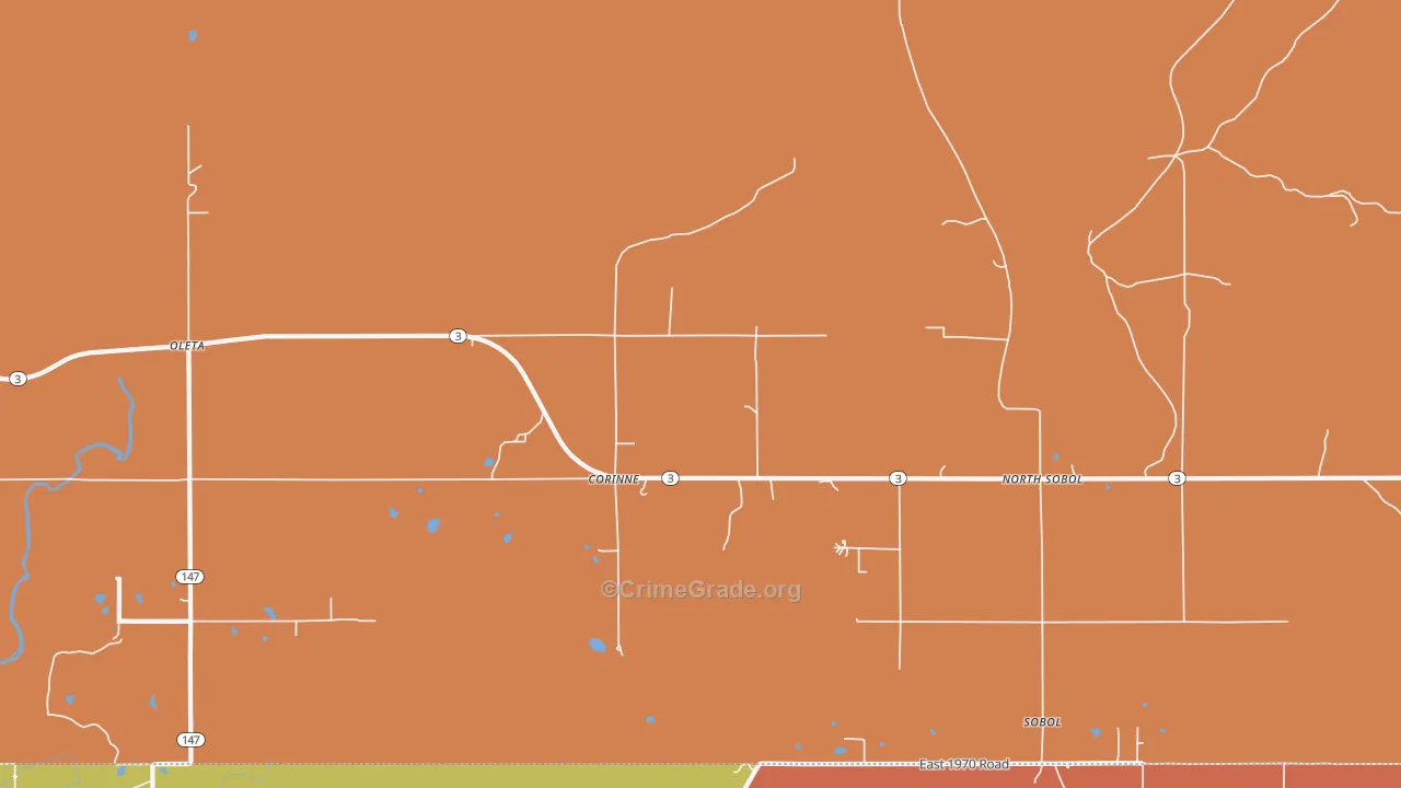 Corinne, OK Map of Murder Rates
