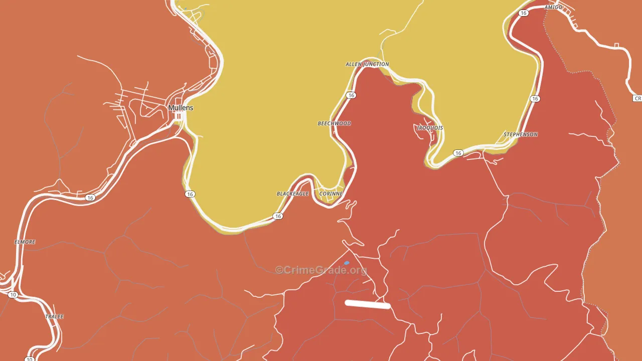 Corinne, WV Map of Murder Rates