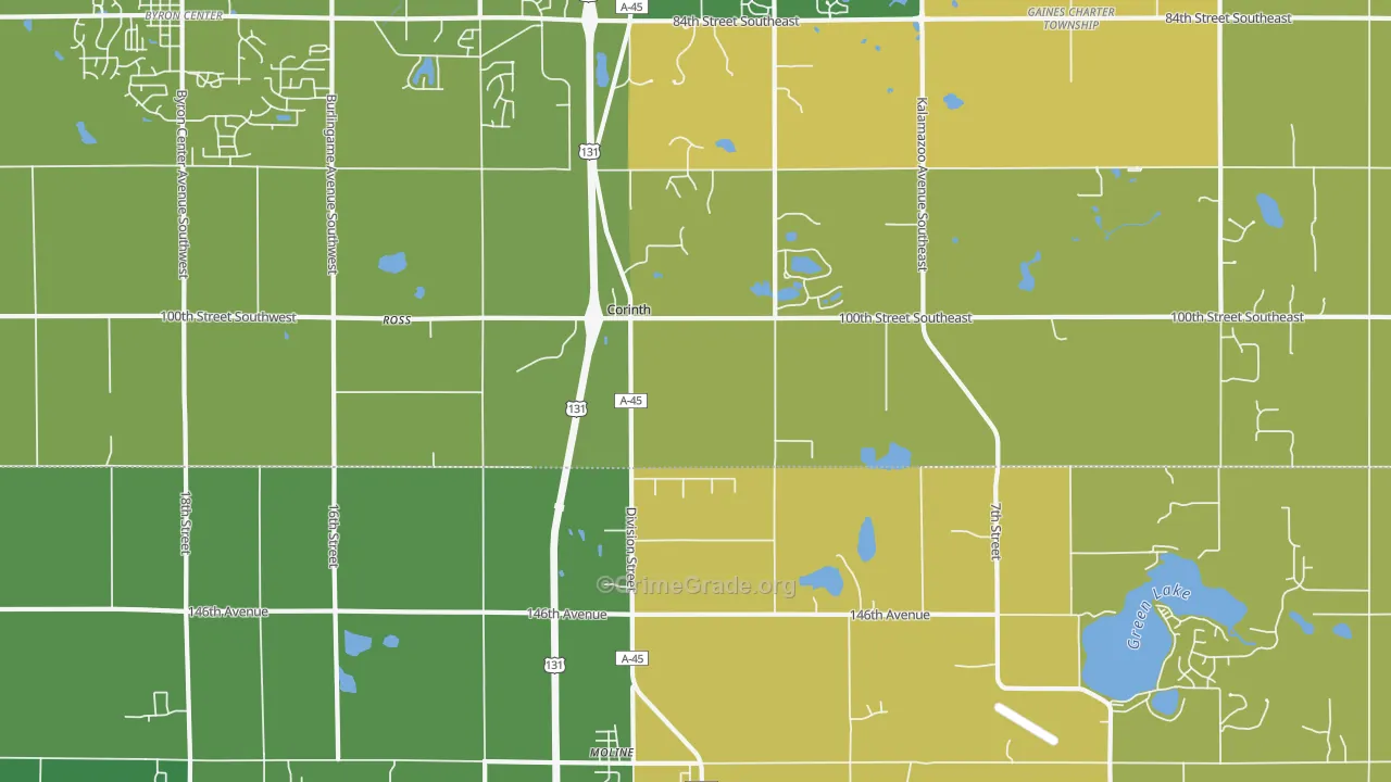 Corinth, MI Map of Murder Rates