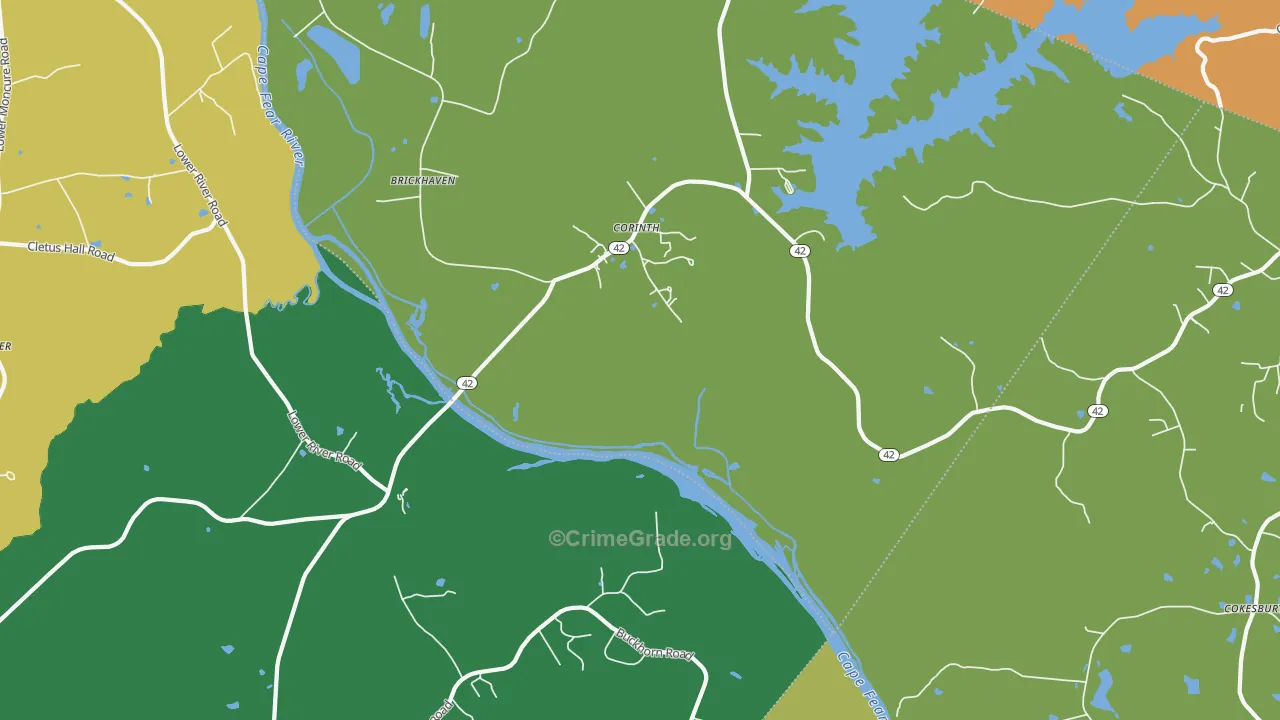 Corinth, NC Map of Murder Rates