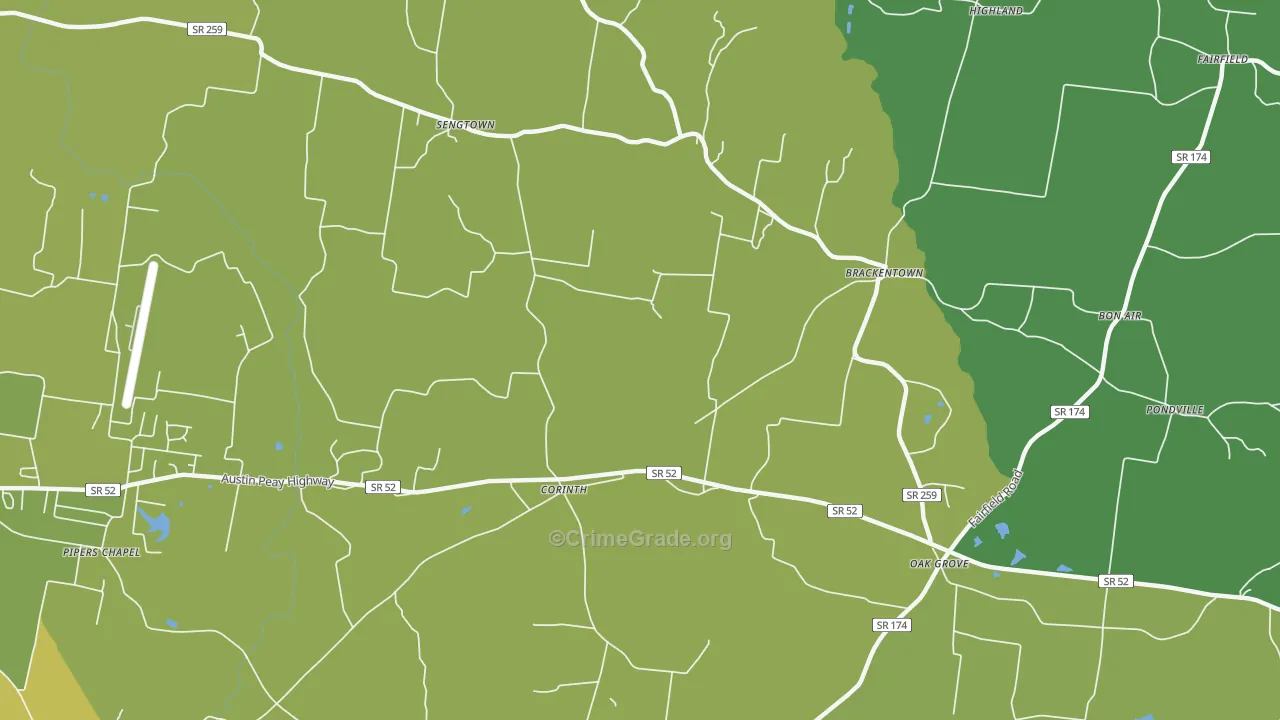 Corinth, TN Map of Murder Rates