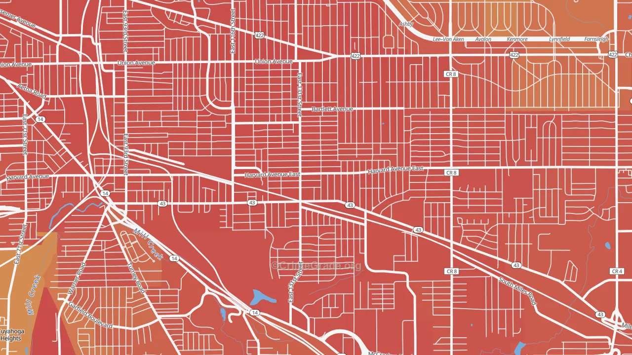 Corlett, Cleveland, OH Map of Murder Rates