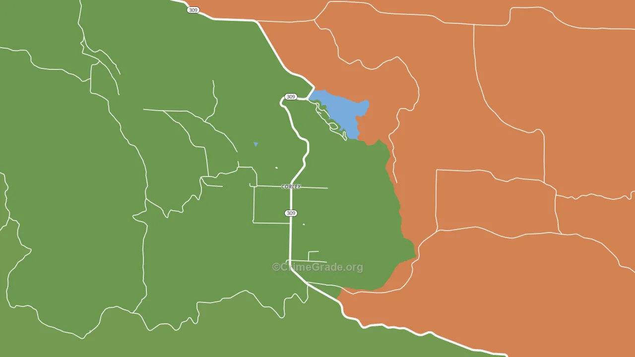 Corley, AR Map of Murder Rates