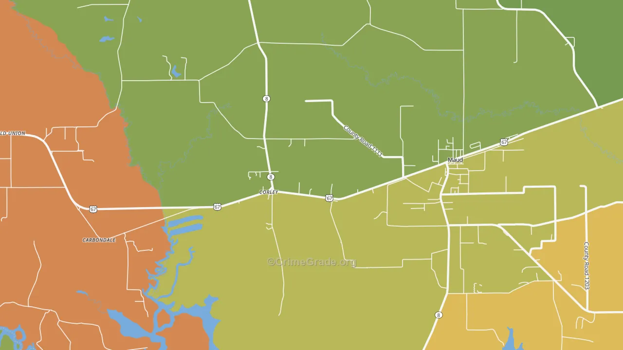 Corley, TX Map of Murder Rates