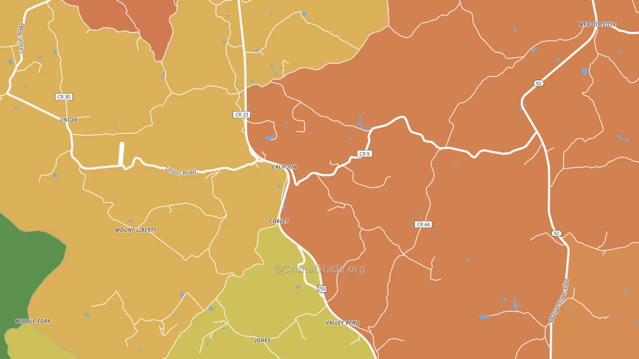 Corley, WV Map of Murder Rates
