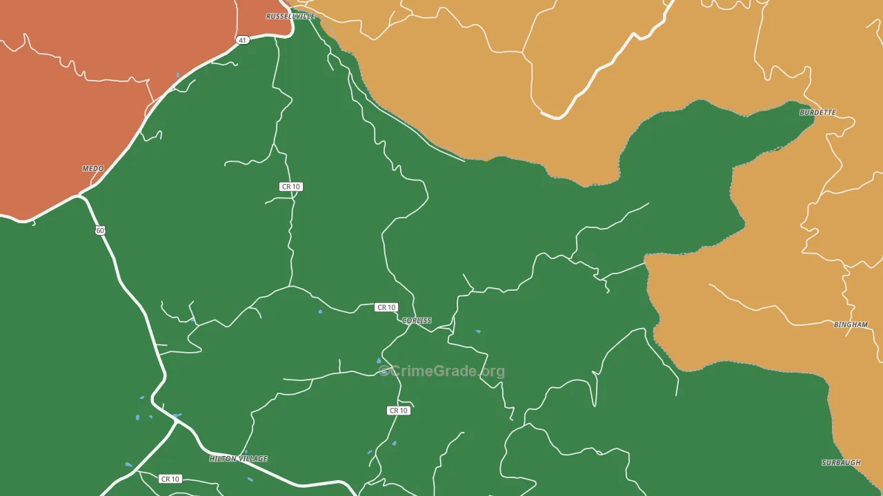 Corliss, WV Map of Murder Rates