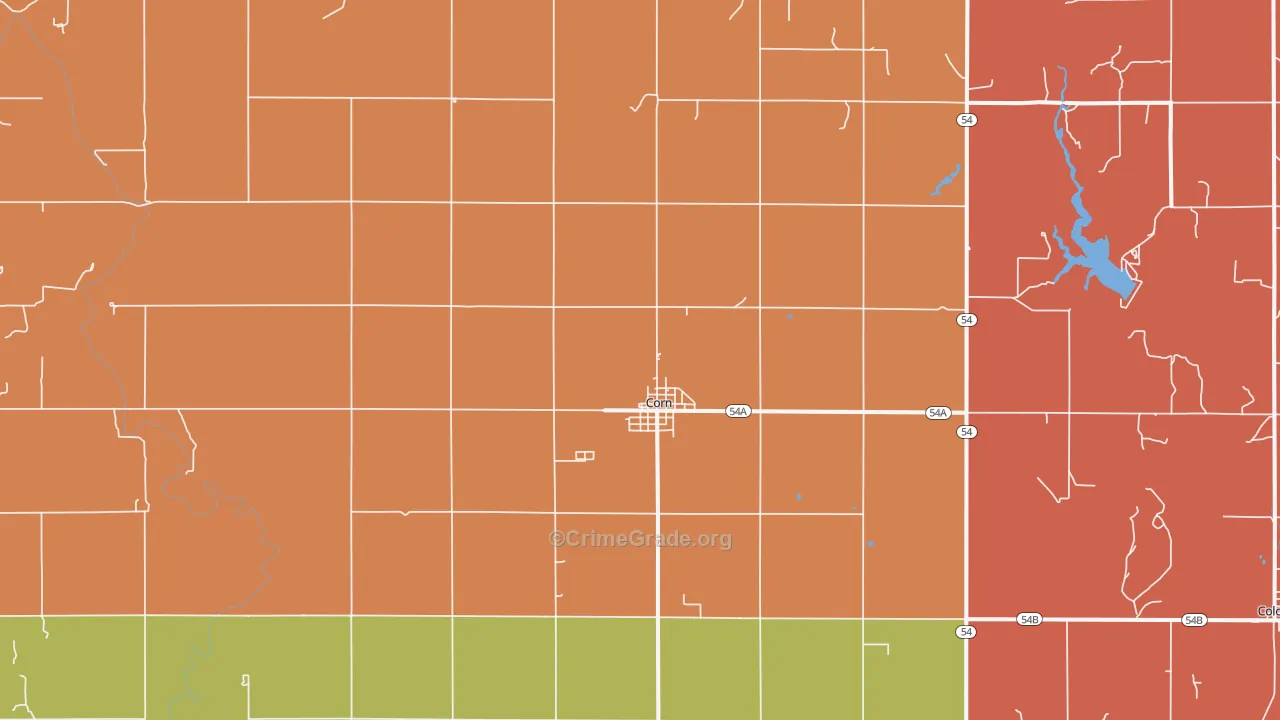 Corn, OK Map of Murder Rates
