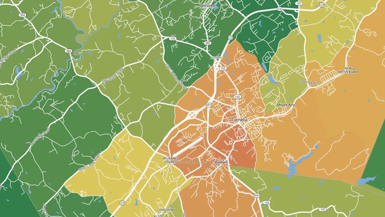 Cornelia, GA Map of Murder Rates