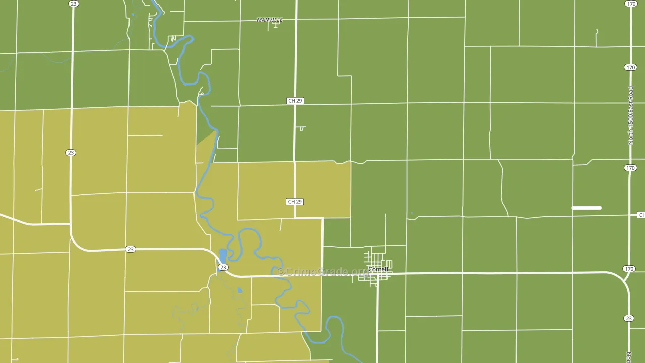 Cornell, IL Map of Murder Rates