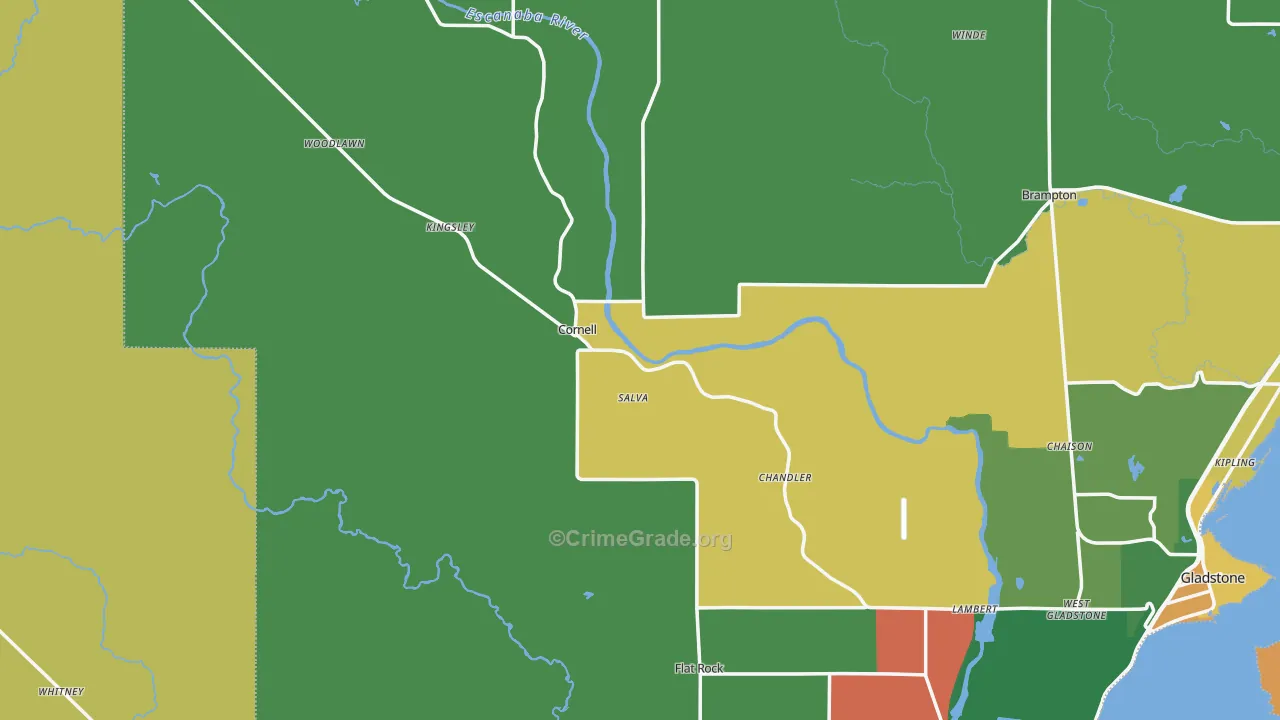 Cornell, MI Map of Murder Rates