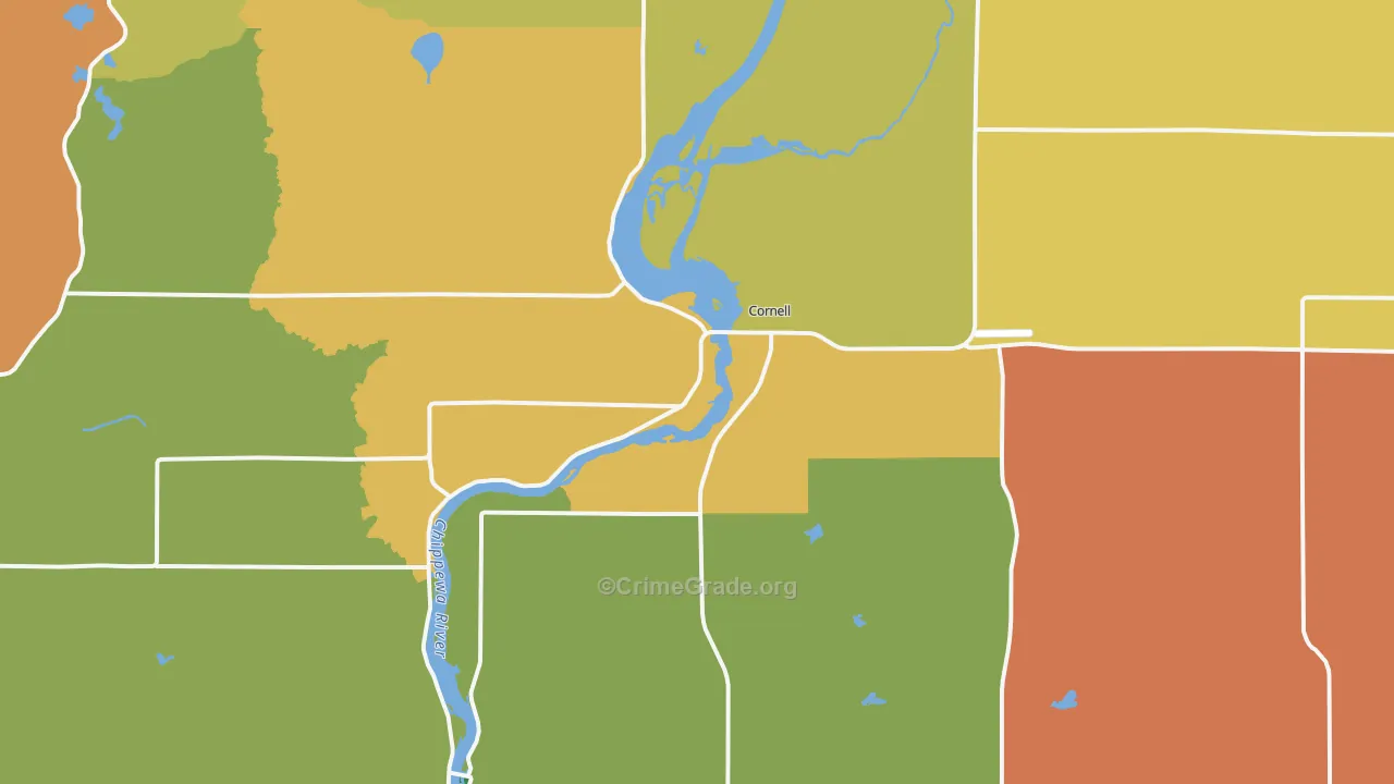 Cornell, WI Map of Murder Rates