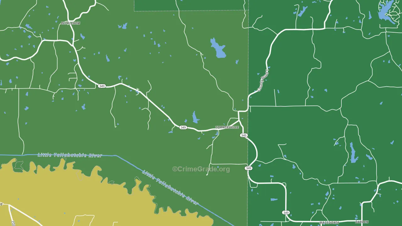 Cornersville, MS Map of Murder Rates