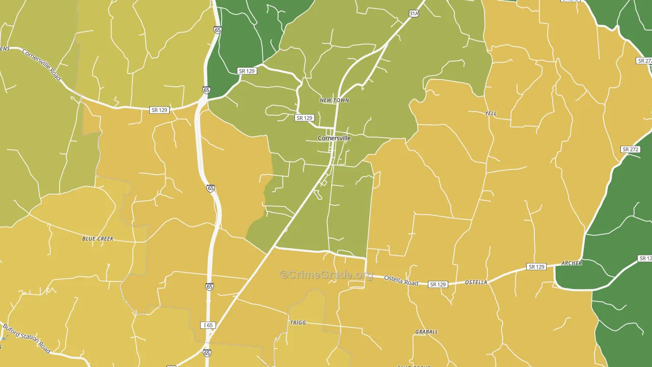 Cornersville, TN Map of Murder Rates