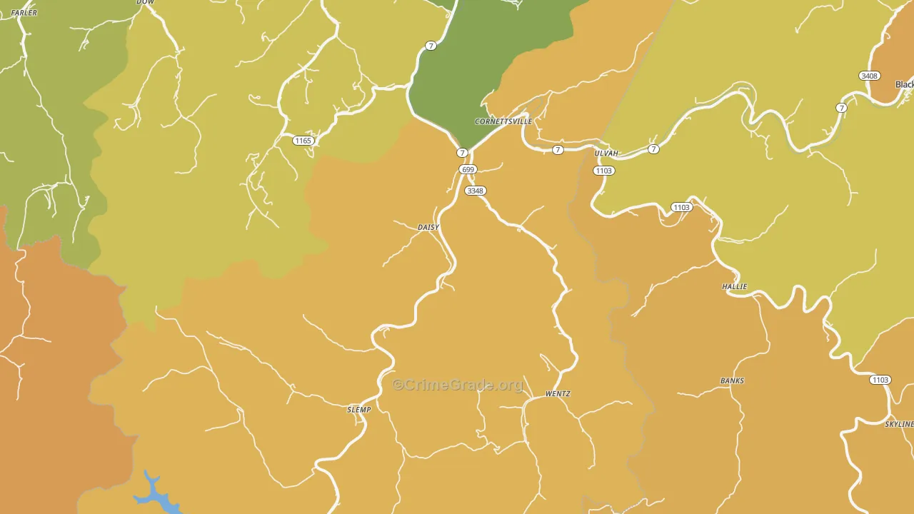 Cornettsville, KY Map of Murder Rates