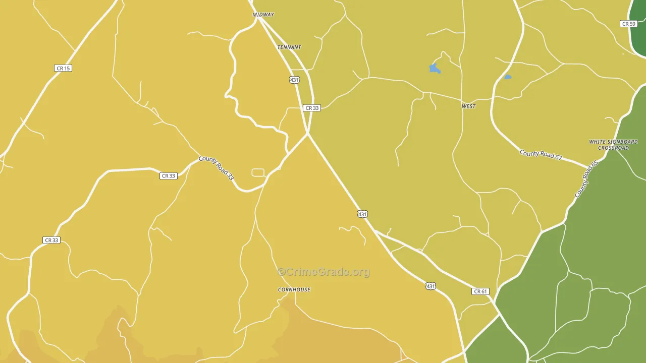 Cornhouse, AL Map of Murder Rates