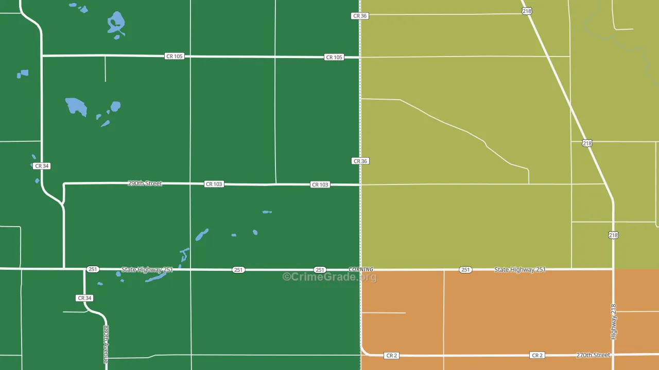 Corning, MN Map of Murder Rates