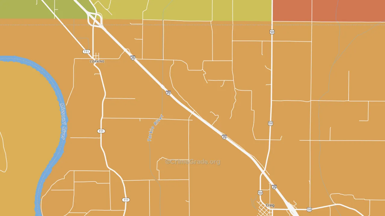 Corning, MO Map of Murder Rates
