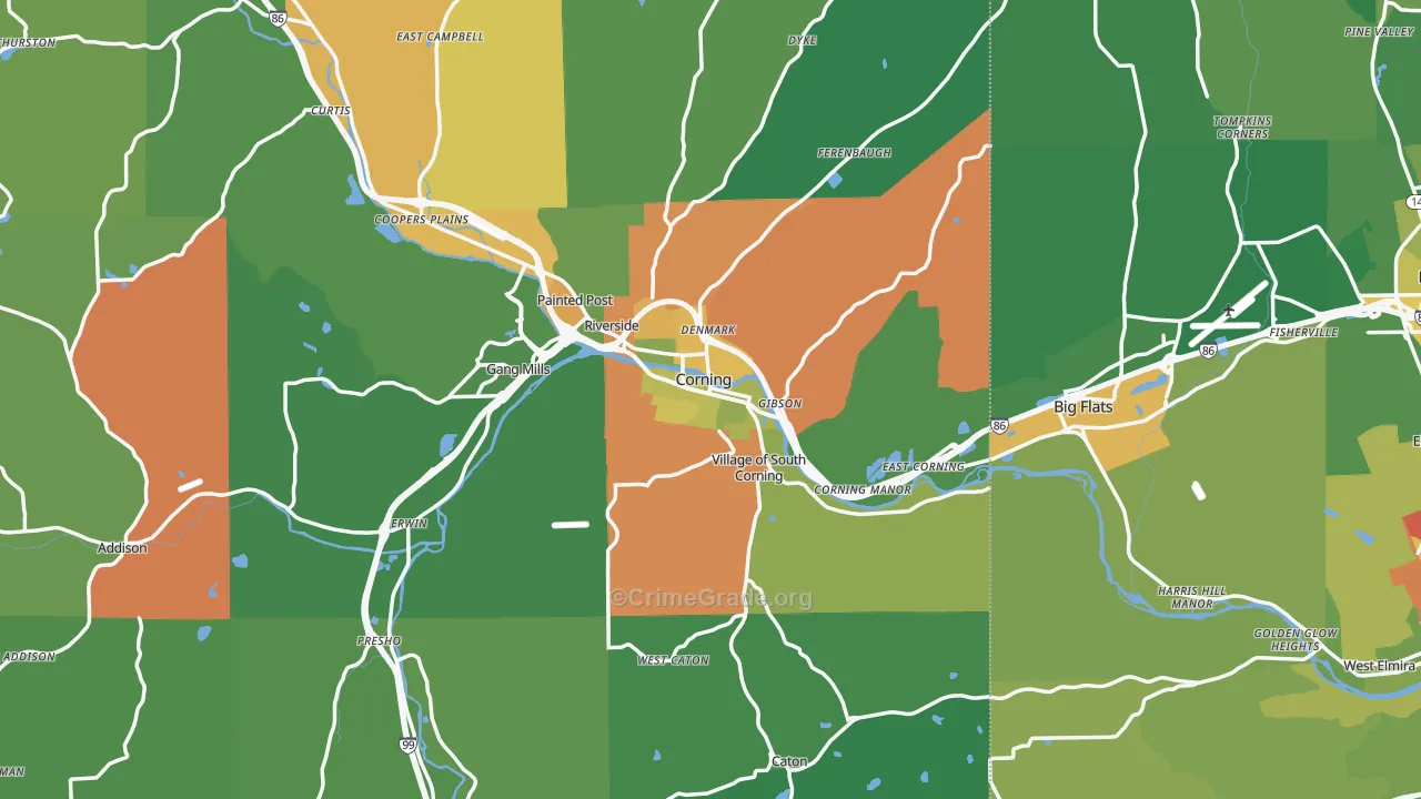 Corning, NY Map of Murder Rates
