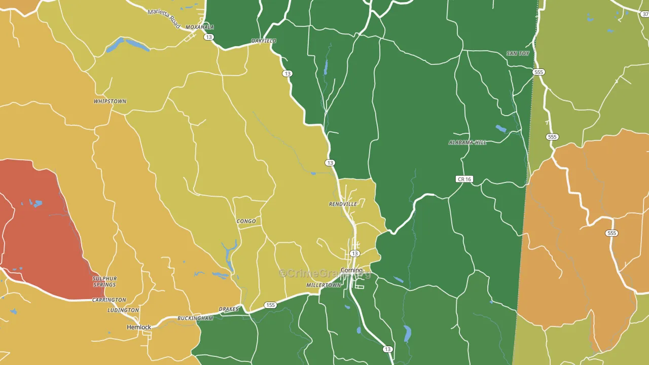 Corning, OH Map of Murder Rates