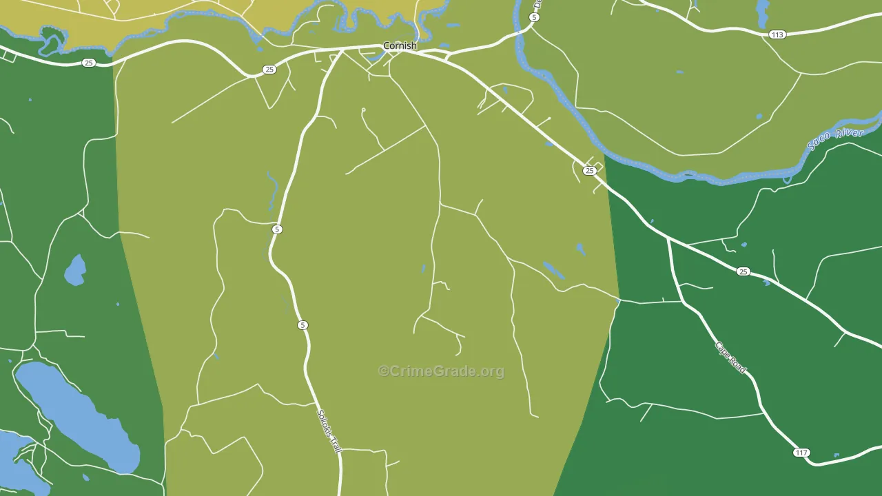 Cornish, ME Map of Murder Rates