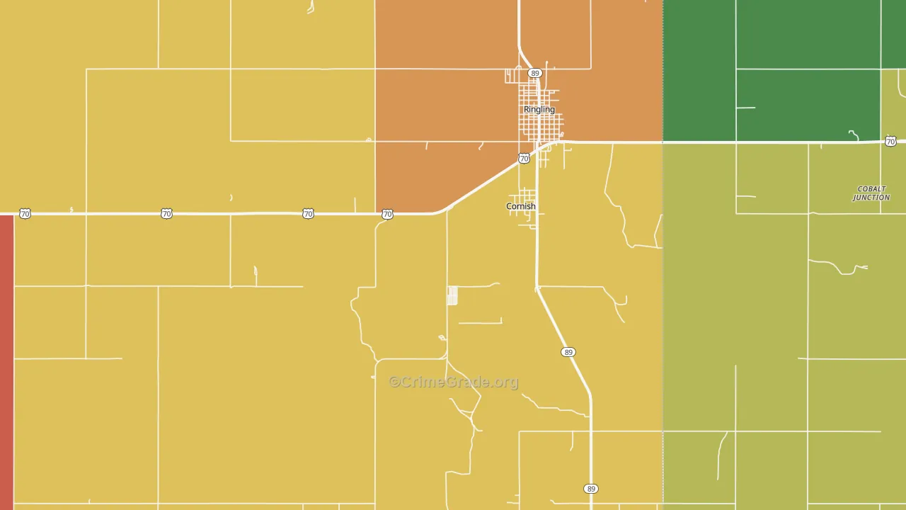 Cornish, OK Map of Murder Rates