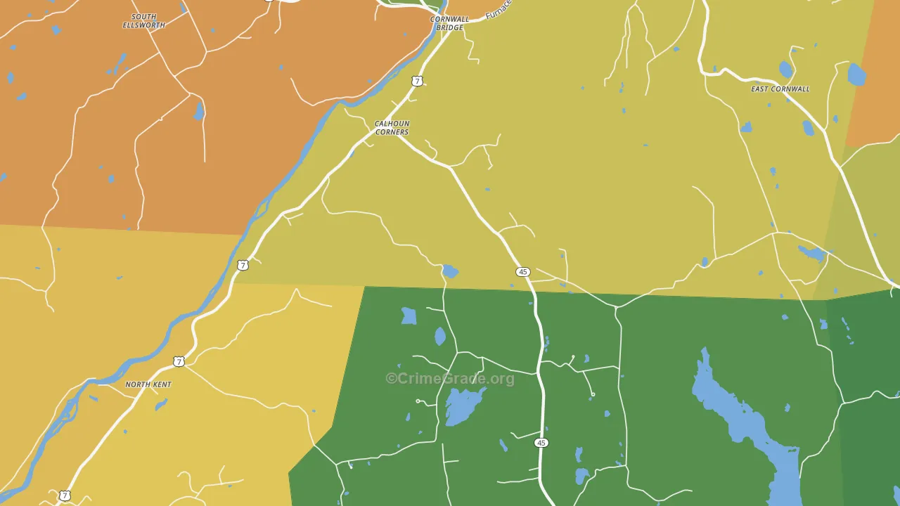 Cornwall Bridge, CT Map of Murder Rates