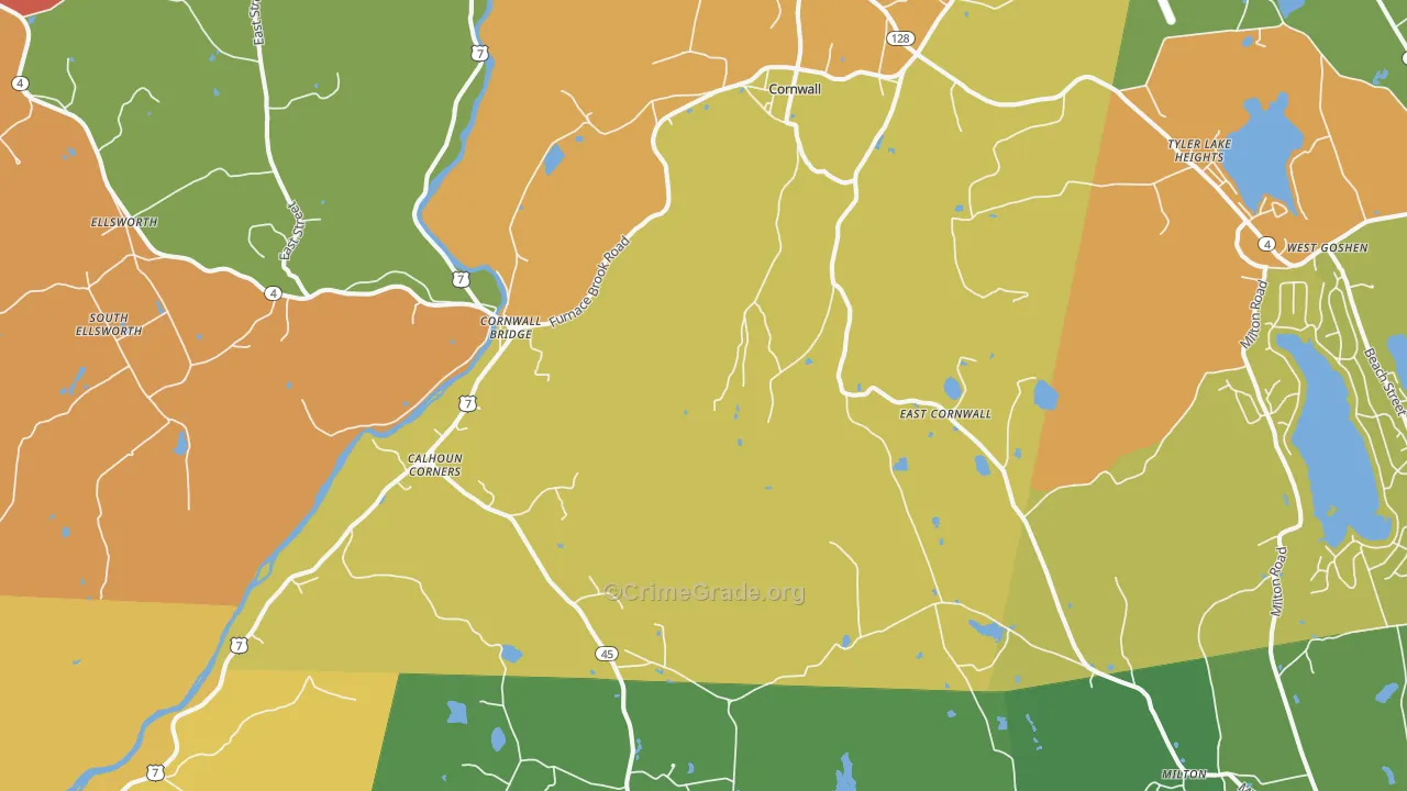 Cornwall, CT Map of Murder Rates