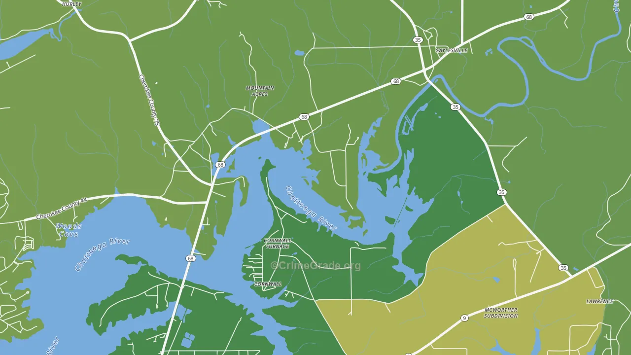 Cornwall Furnace, AL Map of Murder Rates