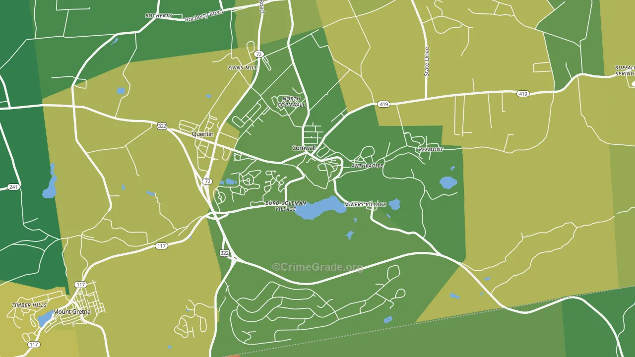 Cornwall, PA Map of Murder Rates