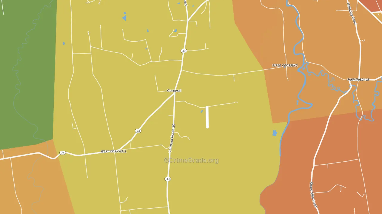Cornwall, VT Map of Murder Rates