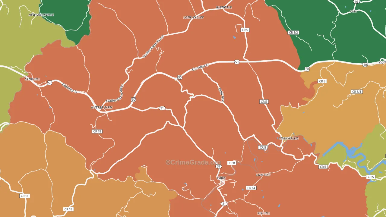 Cornwallis, WV Map of Murder Rates