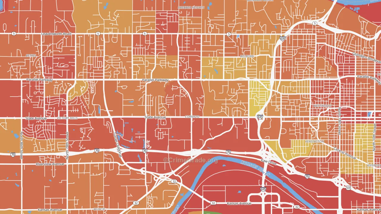 Coronado, Kansas City, KS Map of Murder Rates