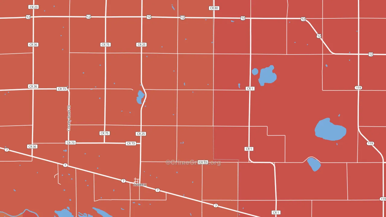 Correll, MN Map of Murder Rates