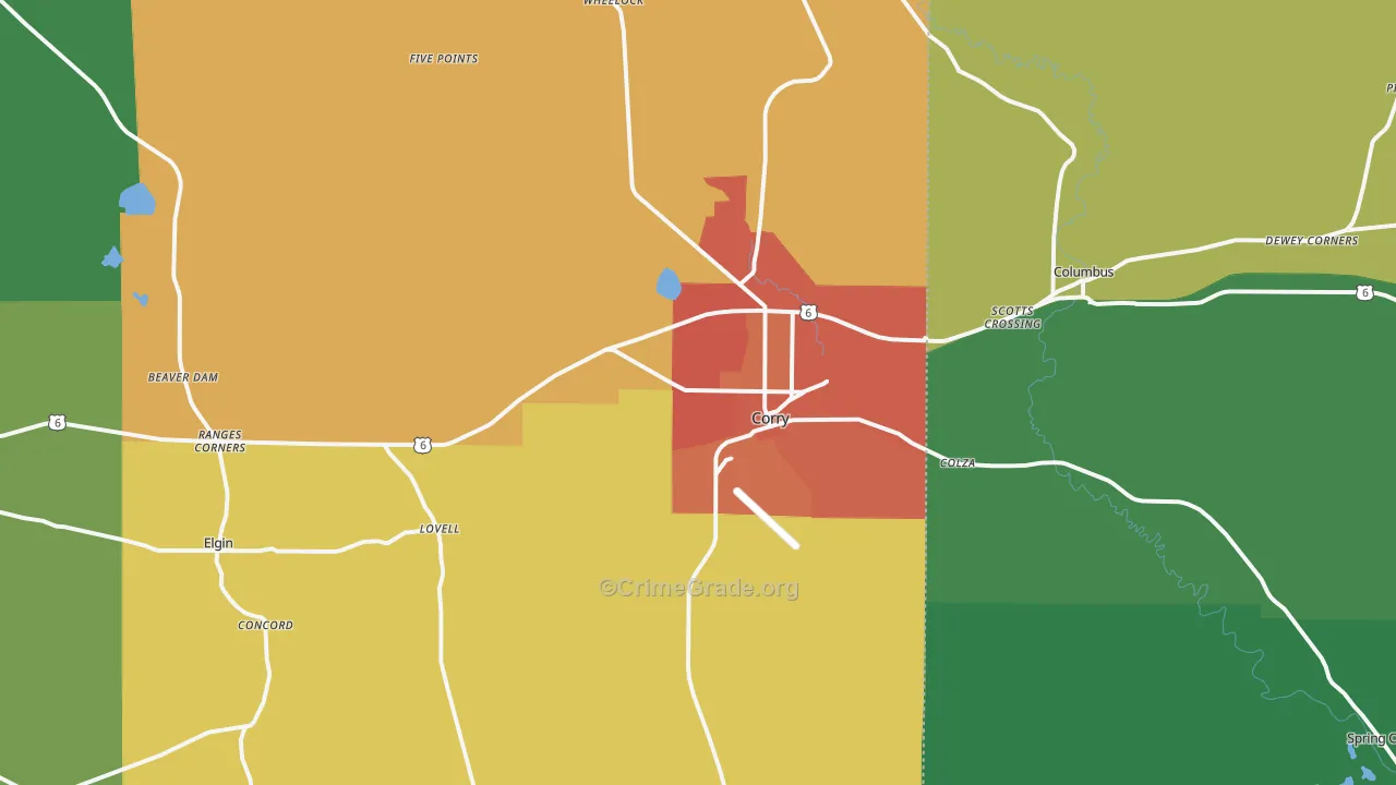 Corry, PA Map of Murder Rates