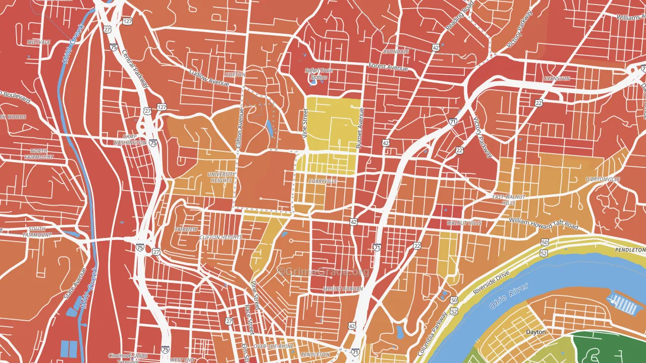 Corryville, Cincinnati, OH Map of Murder Rates