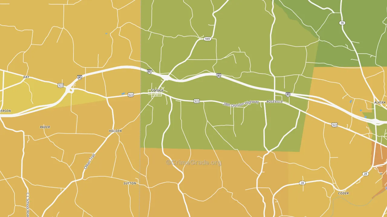 Corsica, PA Map of Murder Rates