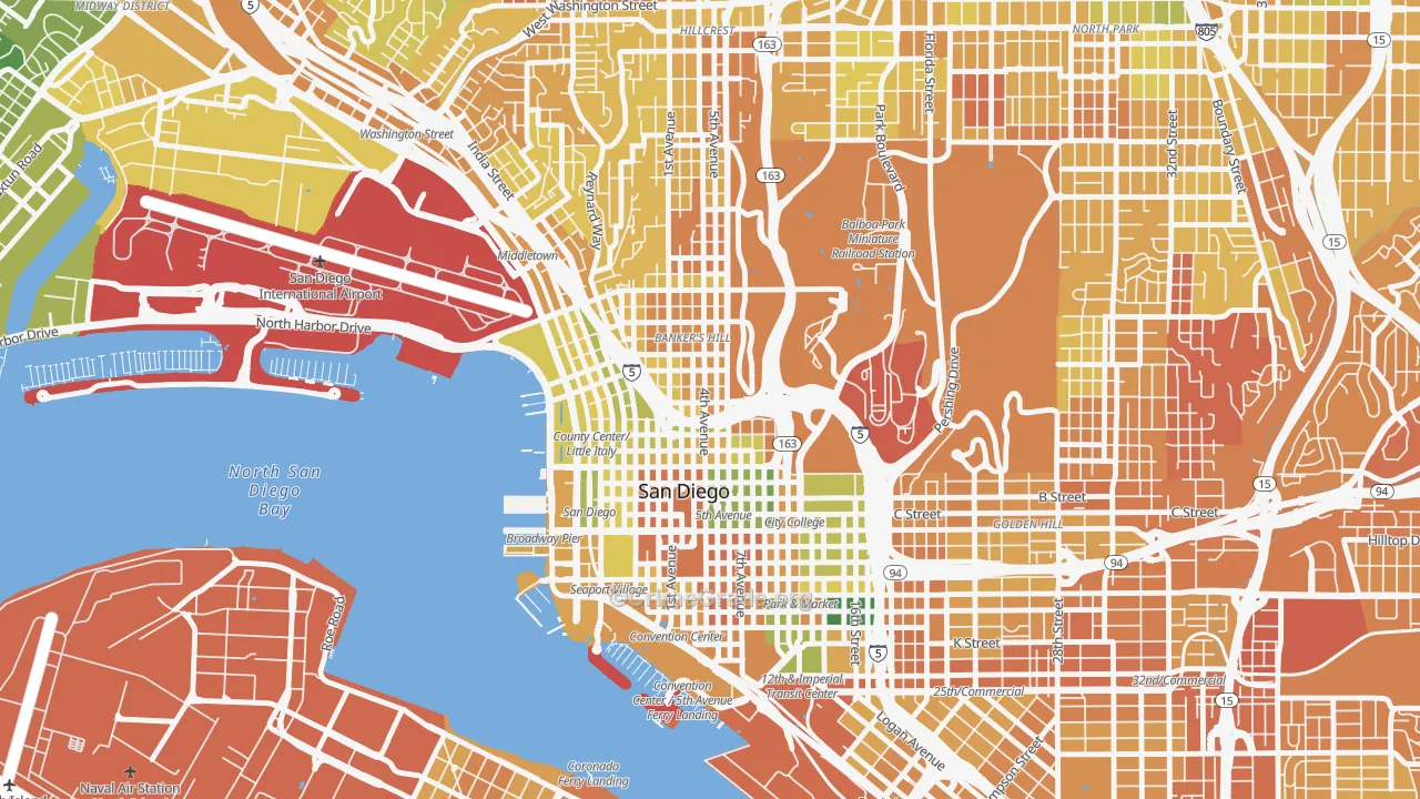 Cortez Hill, San Diego, CA Map of Murder Rates