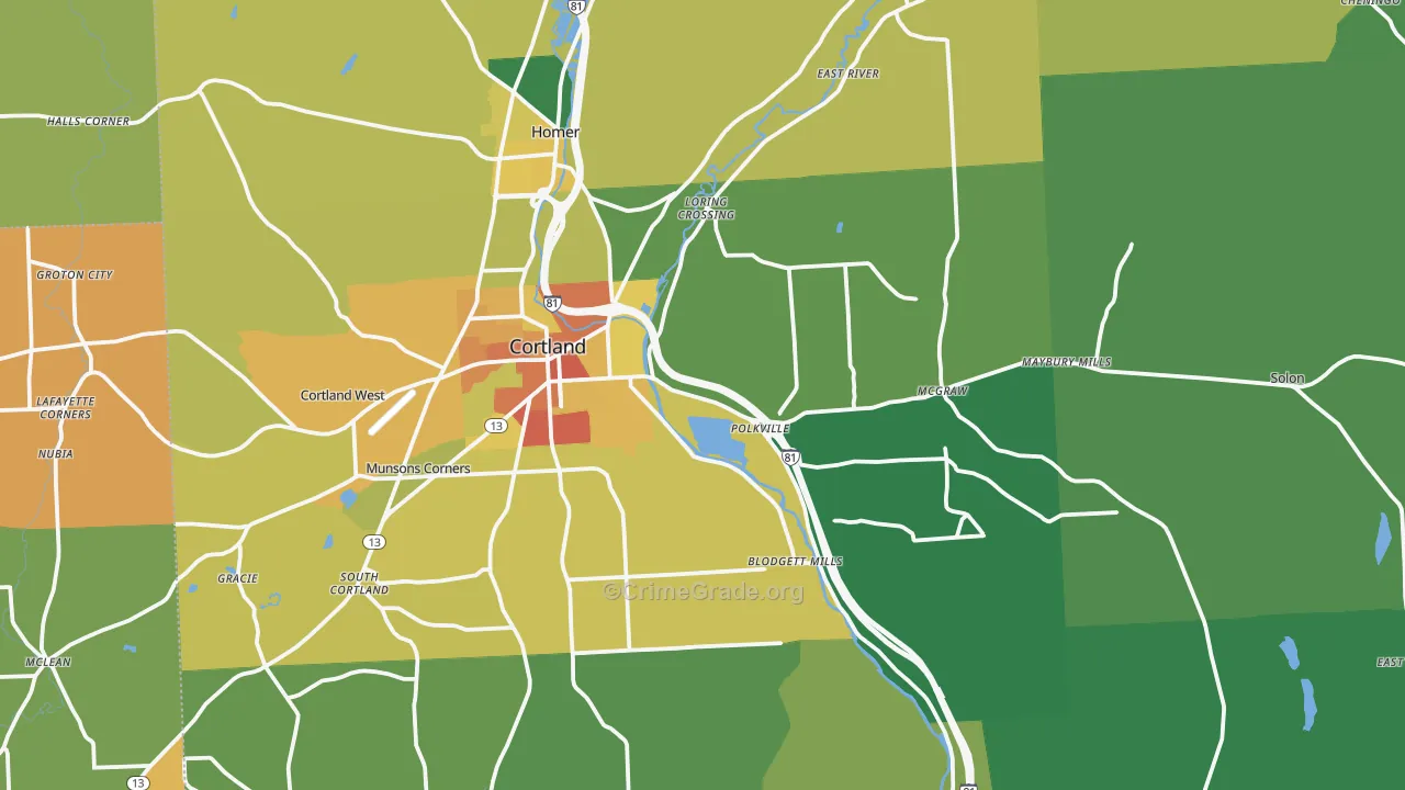Cortland County, NY Map of Murder Rates
