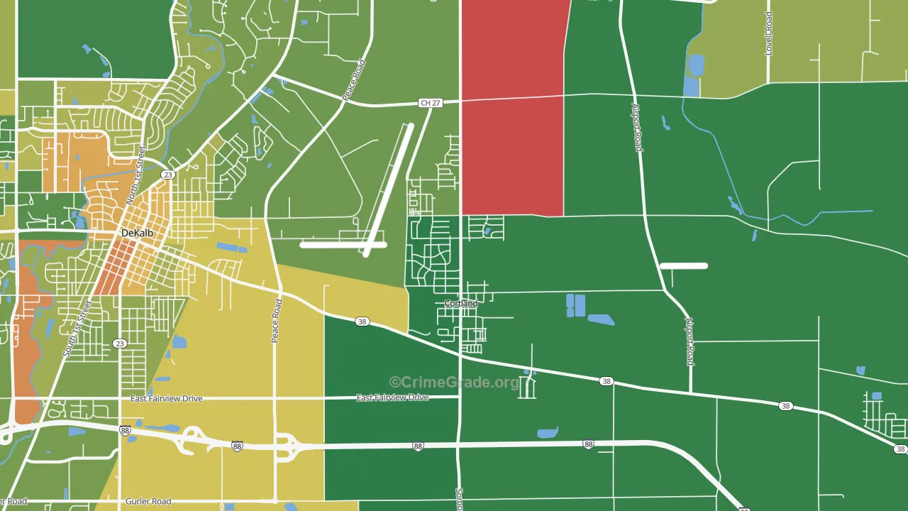 Cortland, IL Map of Murder Rates