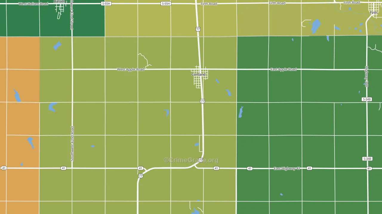 Cortland, NE Map of Murder Rates