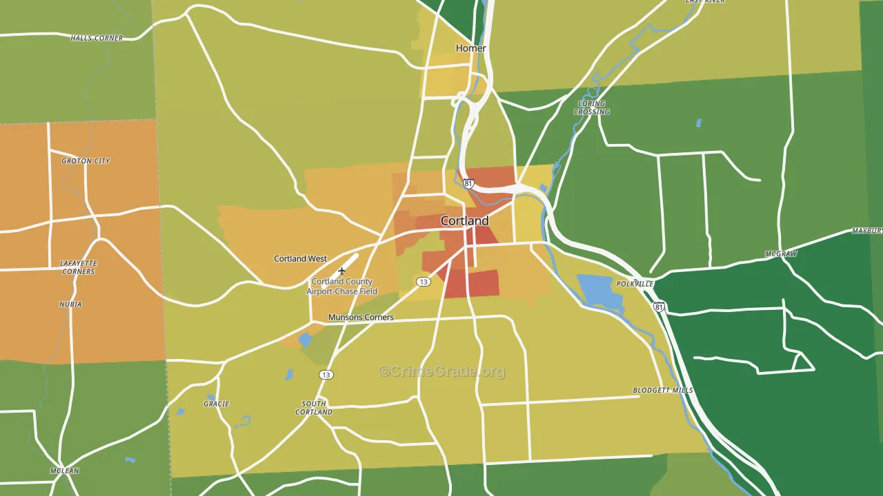 Cortland, NY Map of Murder Rates