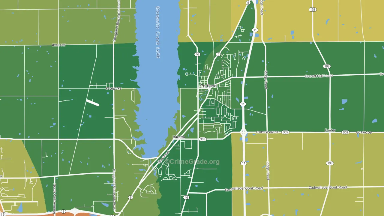 Cortland, OH Map of Murder Rates