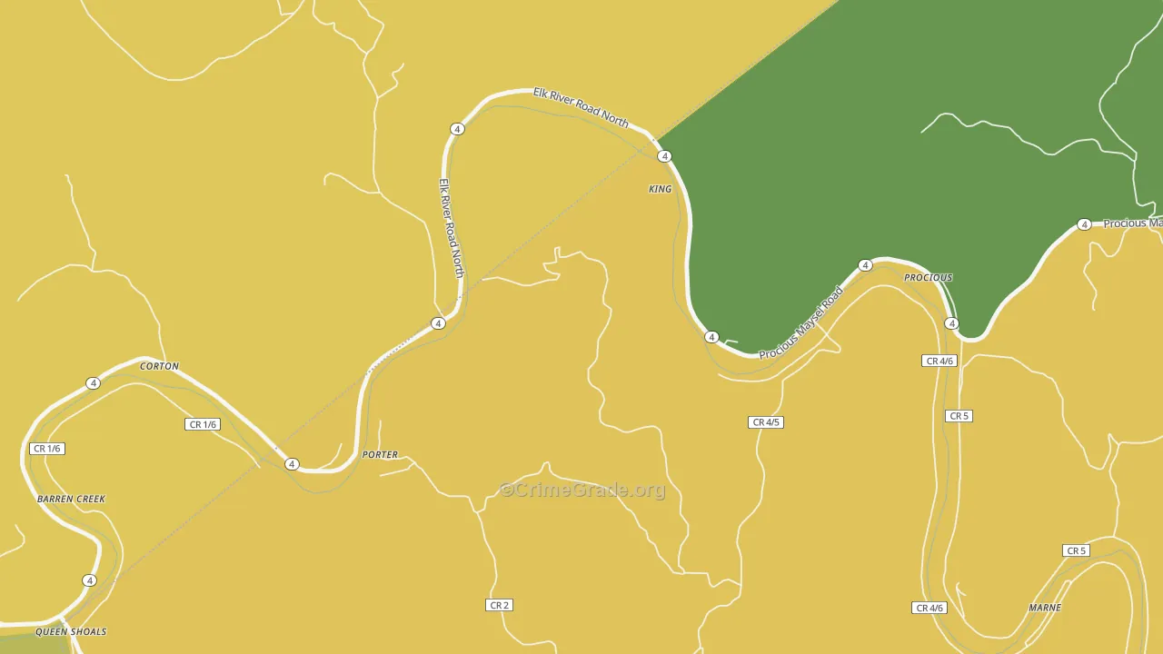 Corton, WV Map of Murder Rates