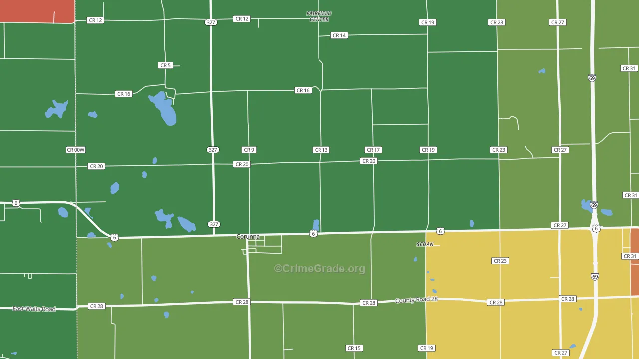Corunna, IN Map of Murder Rates