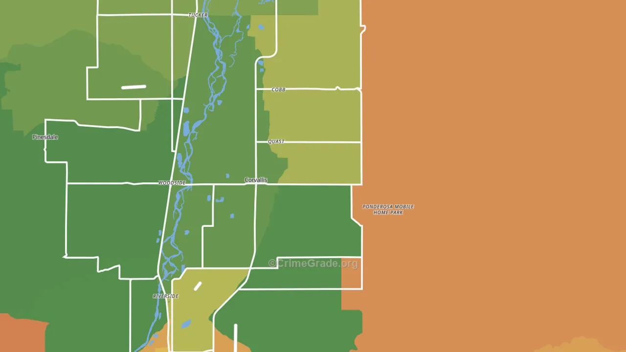 Corvallis, MT Map of Murder Rates