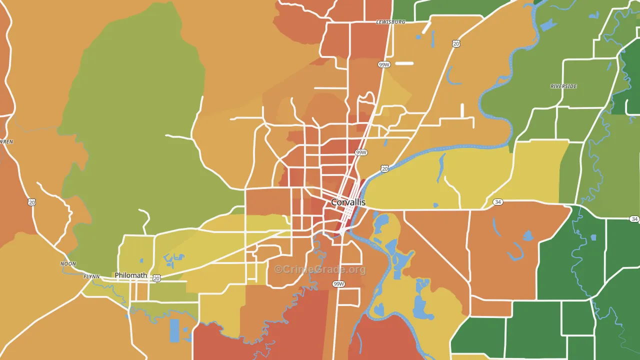 Corvallis, OR Map of Murder Rates