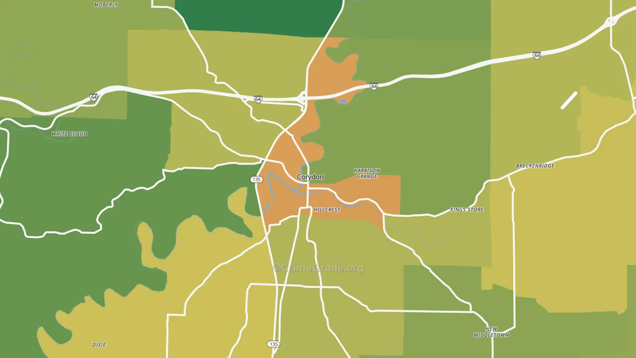 Corydon, IN Map of Murder Rates