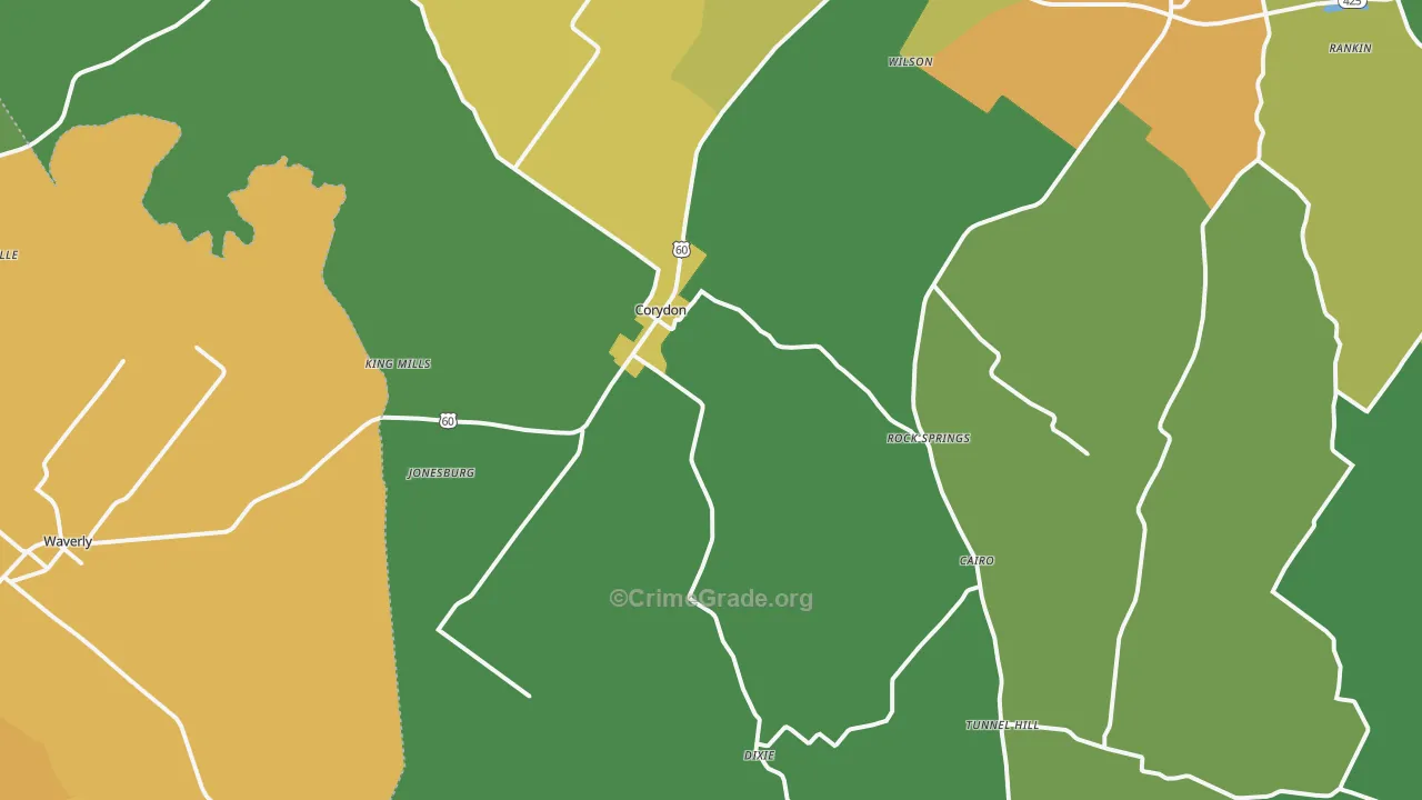 Corydon, KY Map of Murder Rates