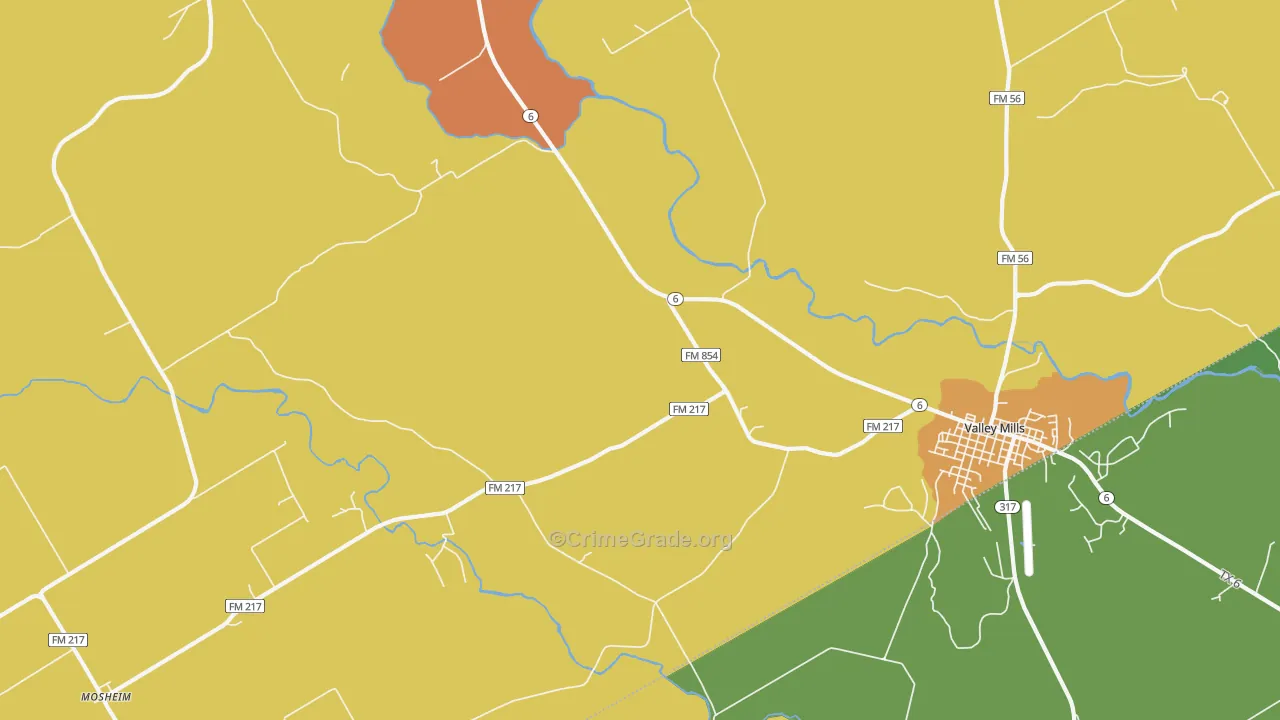 Coryell, TX Map of Murder Rates